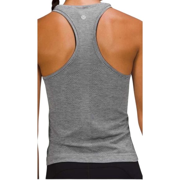 Lululemon Swiftly Tech Racerback Tank Top Sz 4 Tetra Stripe Asphalt Grey Black - Picture 2 of 5
